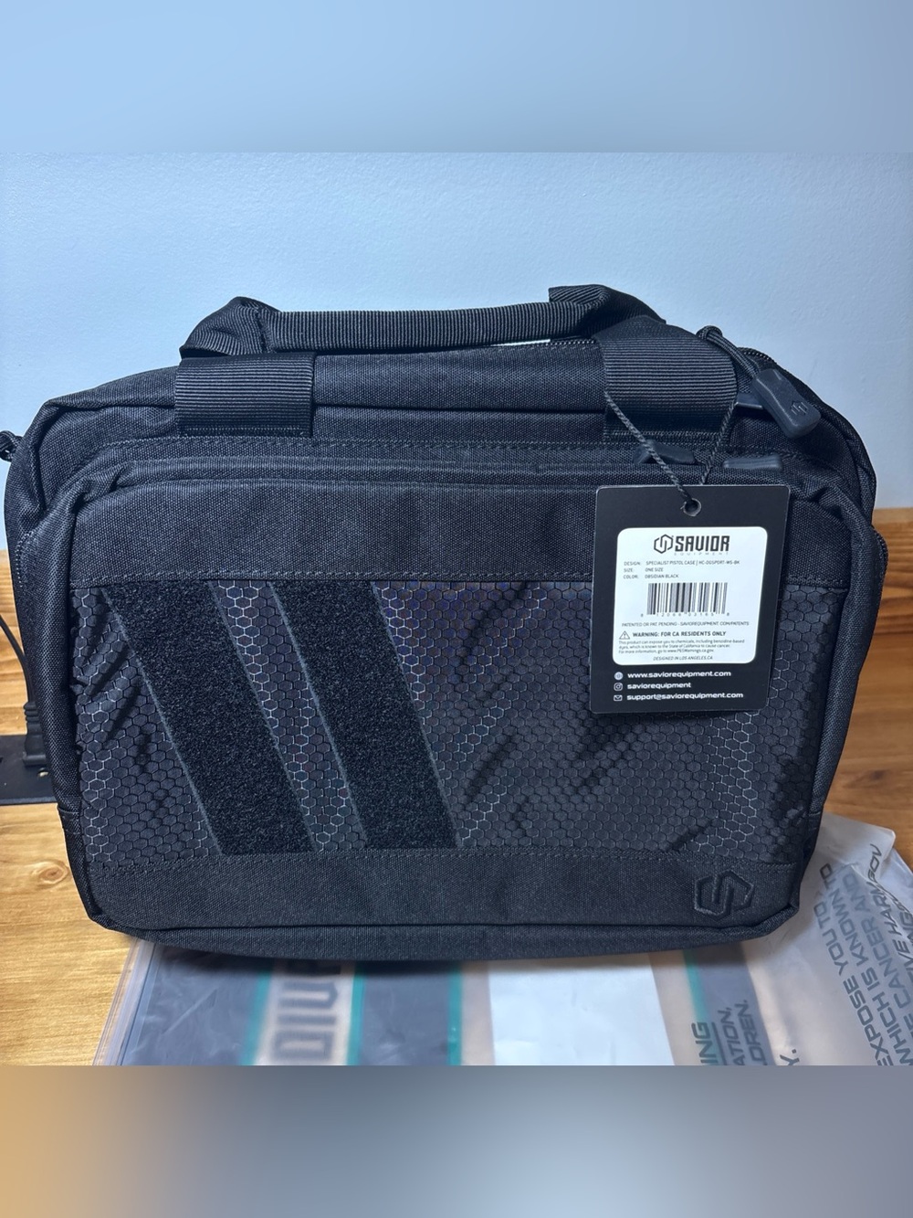 SAVIOR Specialist Series Obsidian Black Double Pistol Bag Case Magazine Holder